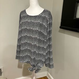 Talbots Long Sleeve Blouse Side Tie Printed Office Casual Vacation Plus Size 2X